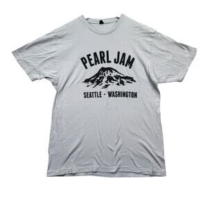 Rare Pearl Jam Seattle Washington T-Shirt Snowcap Mountain Gray Band Official L